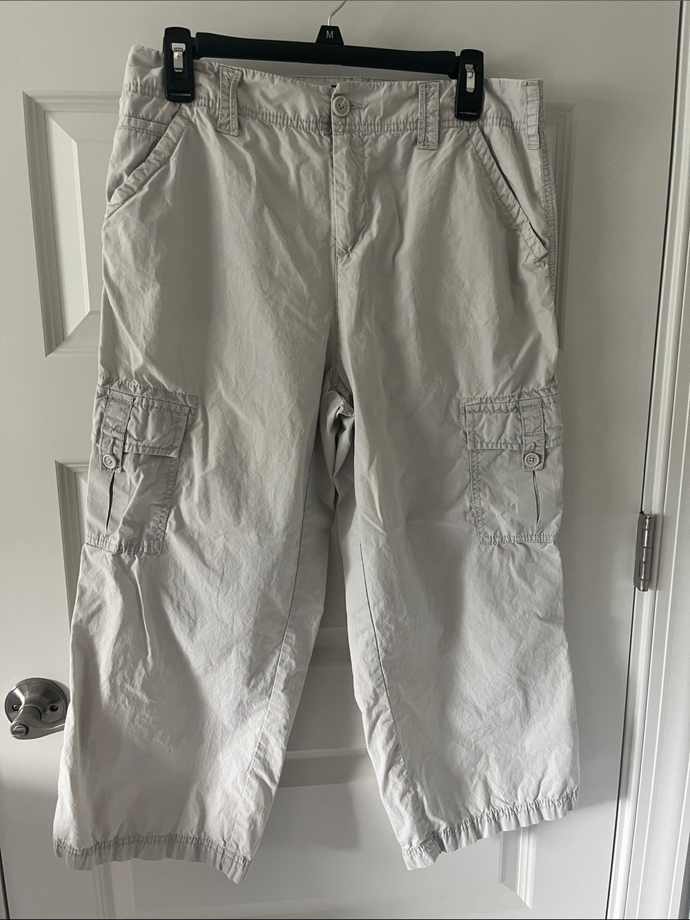Caribbean Joe Light Gray Cargo Capris with Utility Pockets